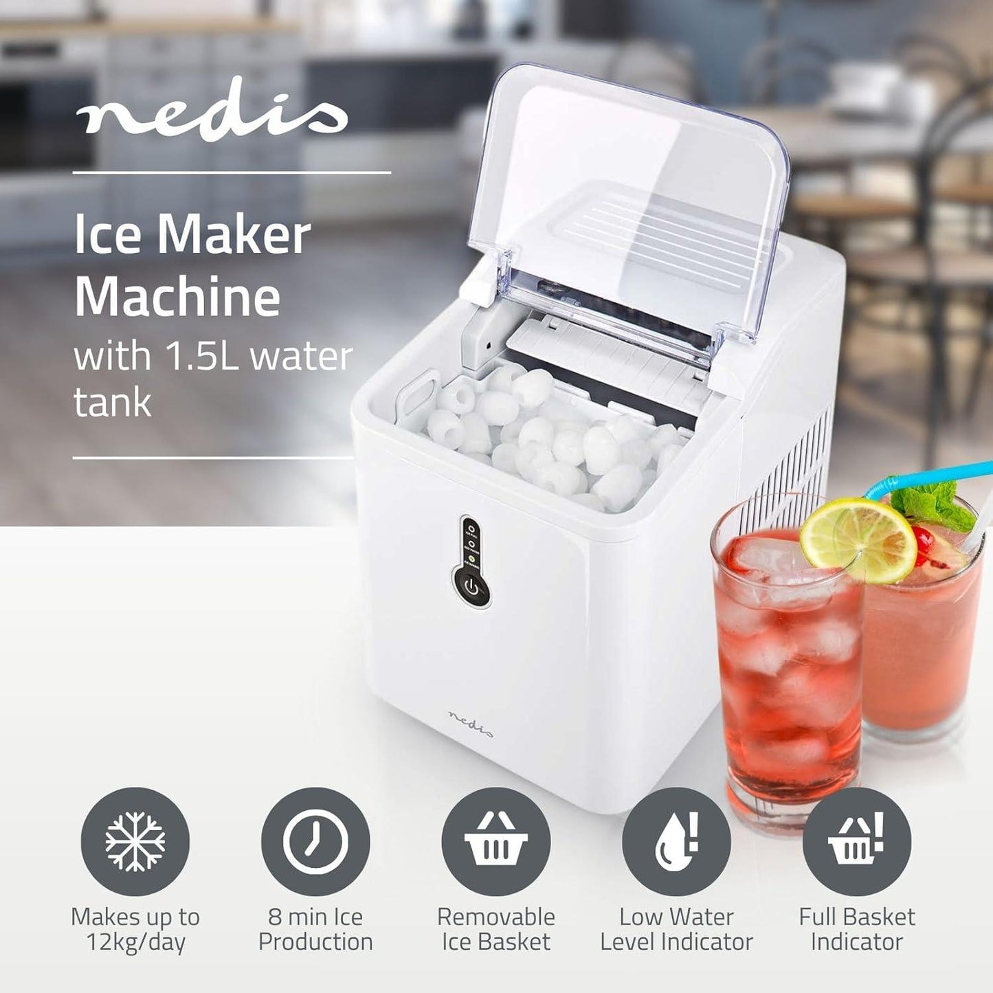 Nedis Ice Cube Maker | 1.5 l | 12 kg | Plastic