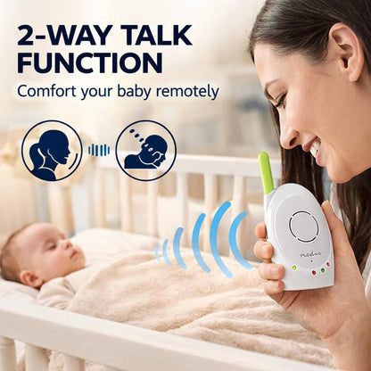 Nedis Baby Monitor | FHSS (Frequency-Hopping Spread Spectrum) | With talk back function | Range: 300 m | Battery Powered / Mains Powered | Green / White