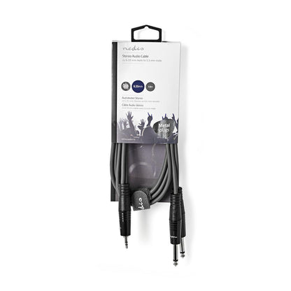 Nedis Stereo Audio Cable | 2x 6.35 mm Male | 3.5 mm Male | Nickel Plated | 1.50 m | Round | Dark Grey | Carton Sleeve