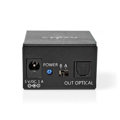 Nedis Digital Audio Switch | 2-way | Connection input: DC Power / 2x TosLink | Connection output: TosLink Female | Manual / Switch | Metal | Black