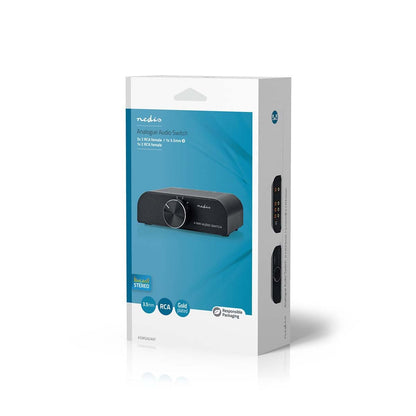 Nedis Analogue Audio Switch | 4 port(s) | Connection input: 1x 3.5 mm Audio Input / 3x (2x RCA Female) | Connection output: 1x (2x RCA Female) | Manual | Metal | Anthracite