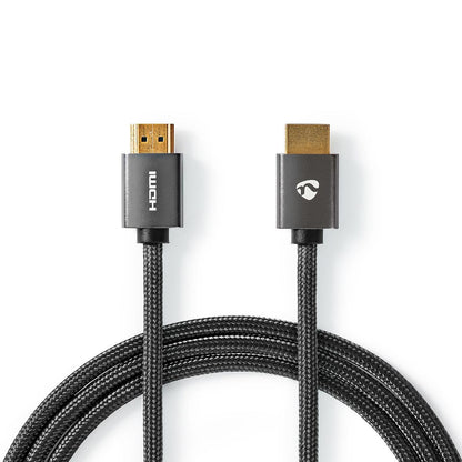 Nedis High Speed HDMI™ Cable with Ethernet | HDMI™ Connector | HDMI™ Connector | 4K@60Hz | ARC | 18 Gbps | 2.00 m | Round | Cotton | Grey / Gun Metal Grey | Cover Window Box