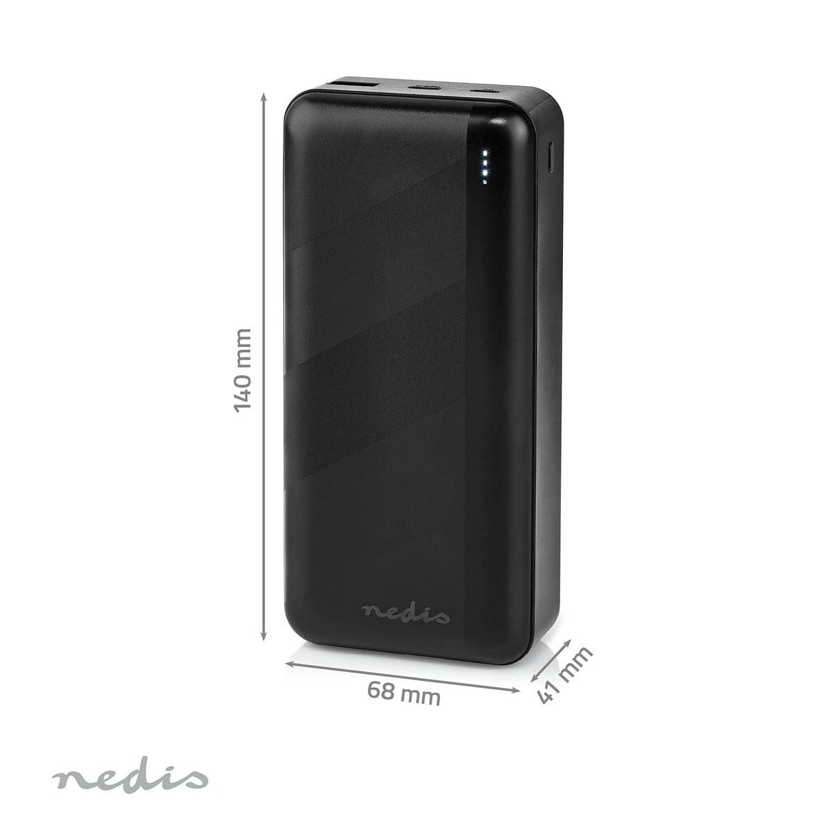 Nedis Powerbank | 32000 mAh | 2.4 / 3.0 / 3.25 A | Number of outputs: 2 | Output connection: 1x USB-A / 1x USB-C™ | Input connection: 1x Micro USB / 1x USB-C™ | PD3.0 45W / PD3.0 65W | Lithium-Polymer