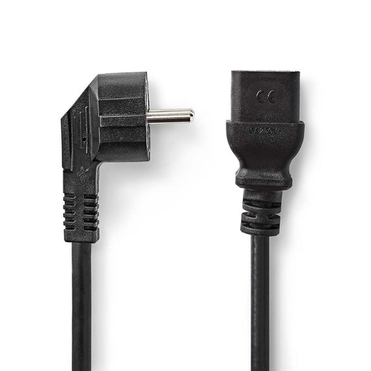 Nedis Power Cable | Plug with earth contact male | IEC-320-C19 | Angled | Straight | Nickel Plated | 2.00 m | Round | PVC | Black | Box