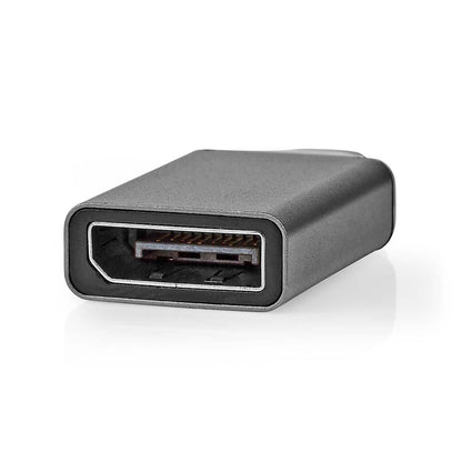 Nedis USB-C™ Adapter | USB 3.2 Gen 1 | USB-C™ Male | DisplayPort Female | 4K@60Hz | Round | Nickel Plated | Black / Grey | Envelope