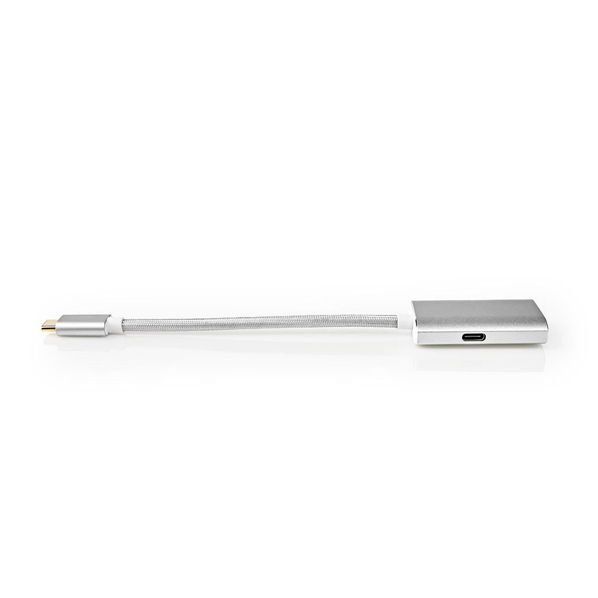 Nedis USB-C™ Adapter | USB 3.2 Gen 1 | USB-C™ Male | HDMI™ Output | 4K@60Hz | Power delivery | 0.20 m | Round | Gold Plated | Braided / Nylon | Silver | Cover Window Box