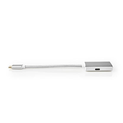 Nedis USB-C™ Adapter | USB 3.2 Gen 1 | USB-C™ Male | HDMI™ Output | 4K@60Hz | Power delivery | 0.20 m | Round | Gold Plated | Braided / Nylon | Silver | Cover Window Box