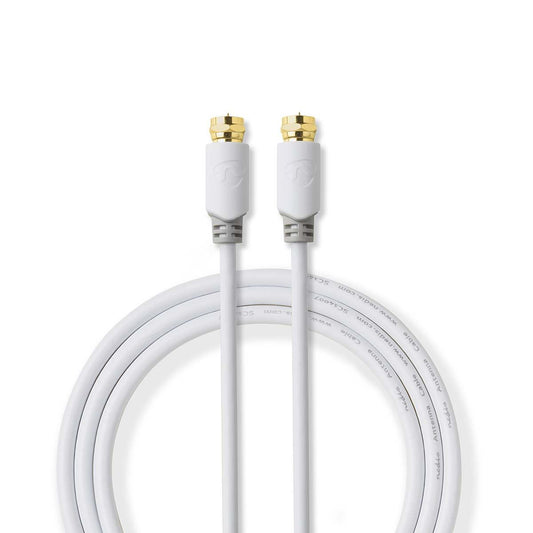 Nedis Satellite & Antenna Cable | F Male | F Male | Gold Plated | 75 Ohm | Single Shielded | 10.0 m | Round | PVC | White | Window Box