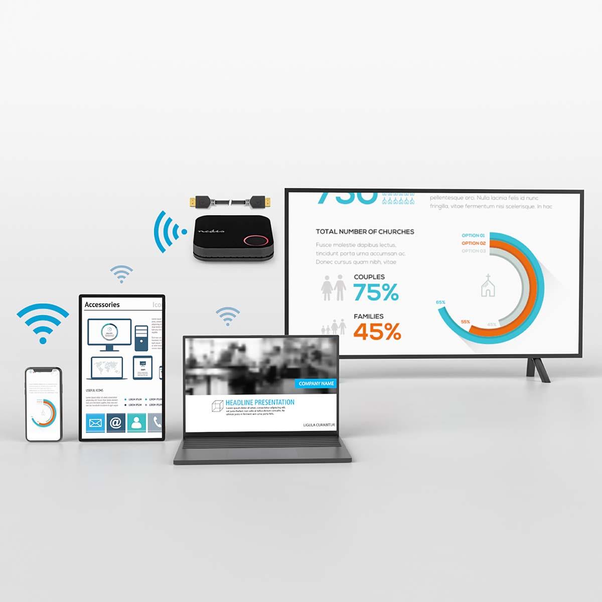 Nedis Wireless HDMI™ Receiver | Wi-Fi | 2400 MHz | 30.0 m (line of sight) | 4K@60Hz | 0.04 Gbps | PVC | Black