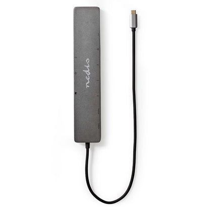Nedis USB Multi-Port Adapter | USB 3.2 Gen 1 | USB-C™ Male | Micro SD / RJ45 Female / SD / 2x HDMI™ / 2x USB-C™ / 3x USB-A Female | 0.40 m | Round | Gold Plated | TPE | Anthracite | Box