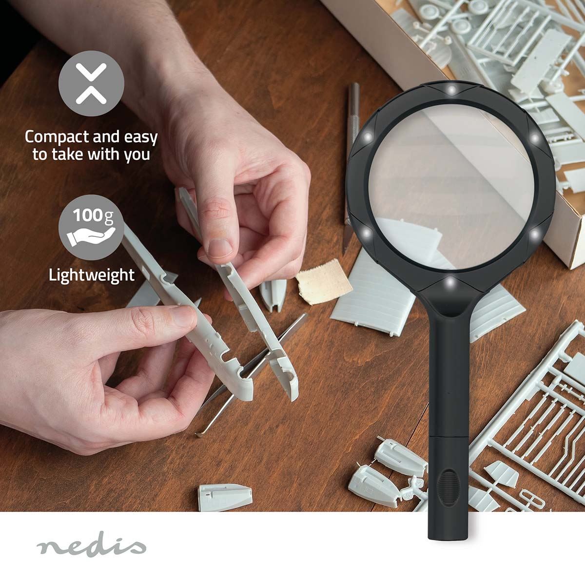 Nedis Handheld Magnifiers | Lens strength: 4 Diopter | 10000 K | 0.05 W | 9 lm | Black