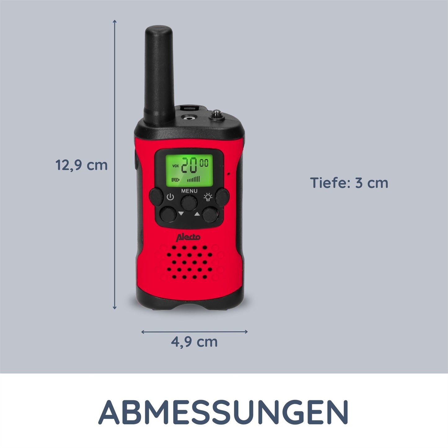 Alecto Walkie-Talkie Set | 2 Handsets | Up to 7 km | Frequency channels: 8 | VOX | up to 3 Hours | Black / Red