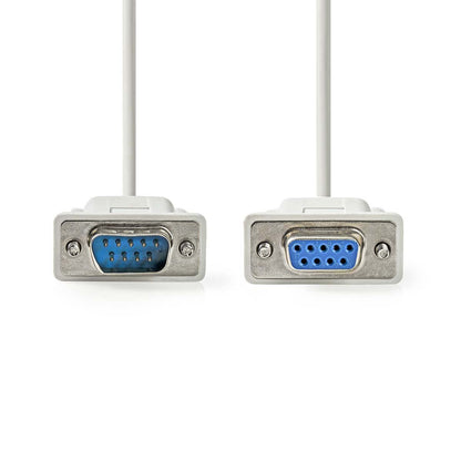 Nedis Serial Cable | D-SUB 9-Pin Male | D-SUB 9-Pin Female | Nickel Plated | 2.00 m | Round | PVC | Ivory | Label