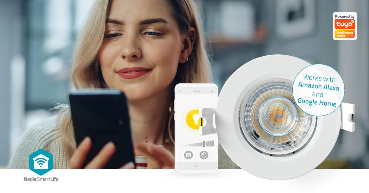 Nedis SmartLife Ceiling Light | Wi-Fi | Warm to Cool White | Round | Diameter: 52 mm | 68 - 74 mm | 360 lm | 2700 - 6500 K | IP20 | Energy class: F | Android™ / IOS