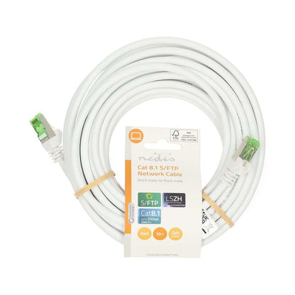 Nedis Cat 8.1 Network Cable | S/FTP | RJ45 Male | RJ45 Male | 10.0 m | Round | LSZH | White | Label | 17.080.999