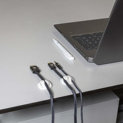 Nedis CMGC20034WT | Cable Management | Cable Clip | Click and Go | 4 pcs | Number of slots: 3 Slots | Maximum cable thickness: 5.3 mm | TPE | White