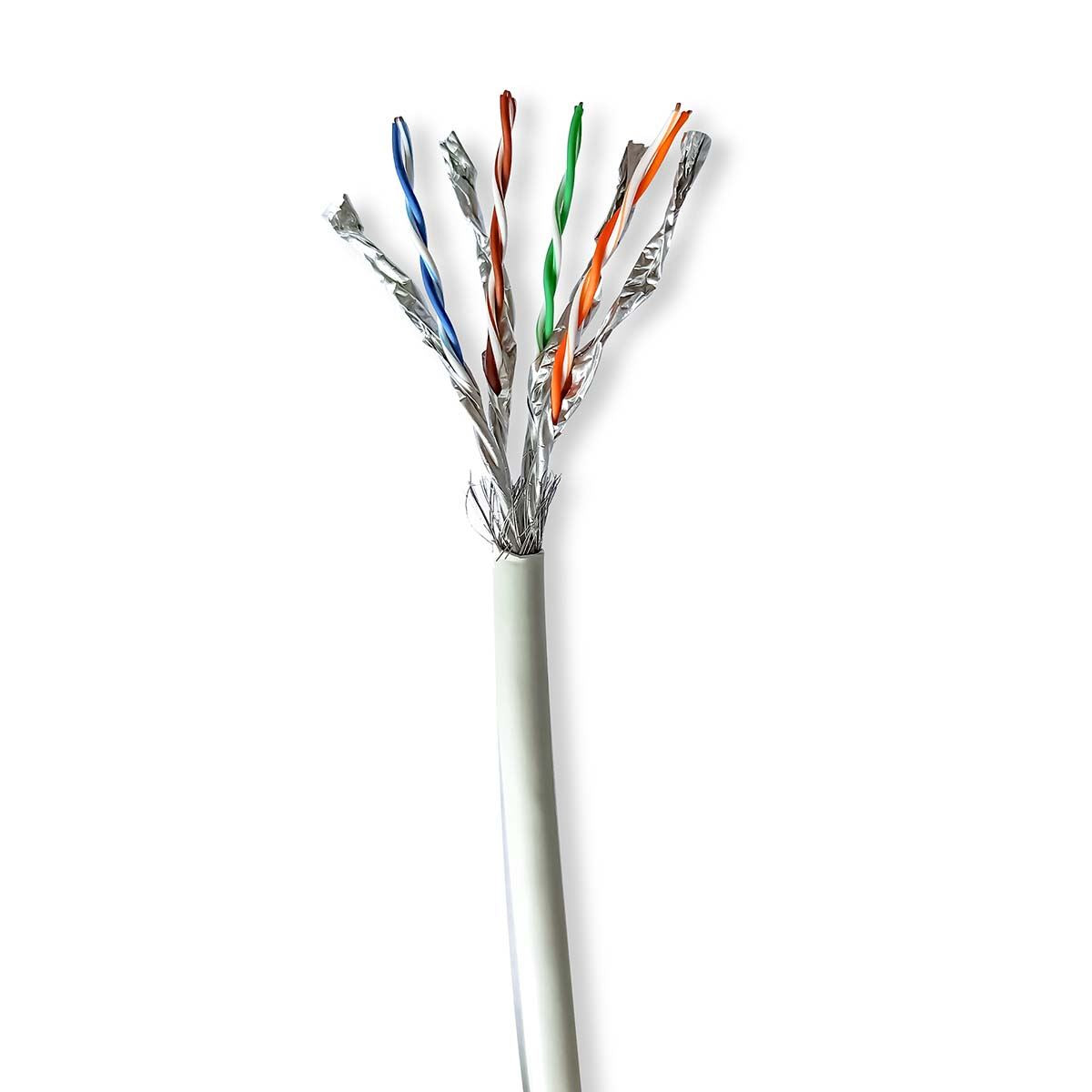 Nedis CCBG8548GY50S | Network Cable Roll | CAT7 | Solid | S/FTP | Bare Copper | 50.0 m | Indoor | Round | LSZH | Grey | Pull Box