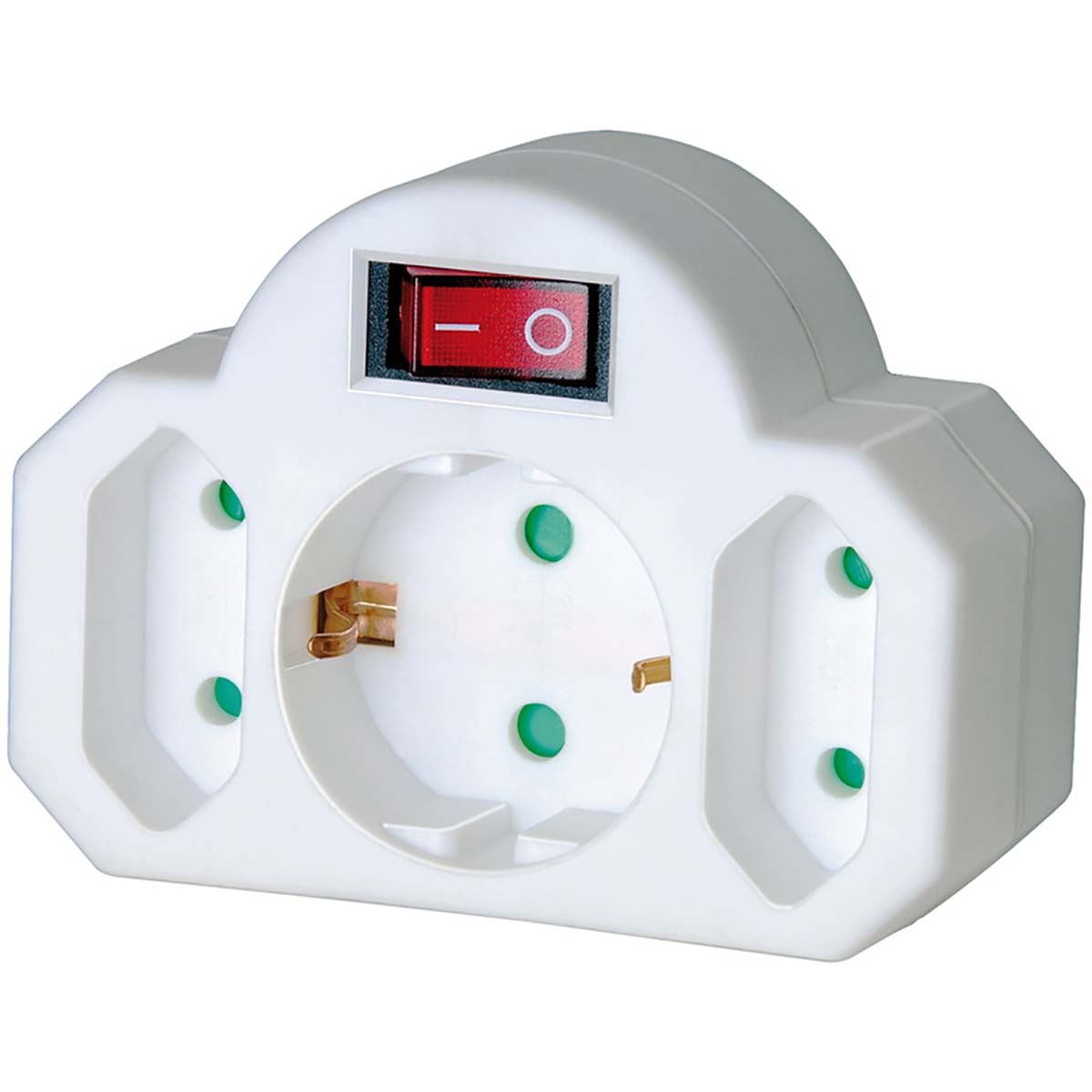 Brennenstuhl Power Socket Splitter Switched | Type F (CEE 7/7) | 250 V AC 50 Hz | 1x Type F (CEE 7/7) | 2x Type C (CEE 7/16) | 250 V AC 50/60 Hz | White