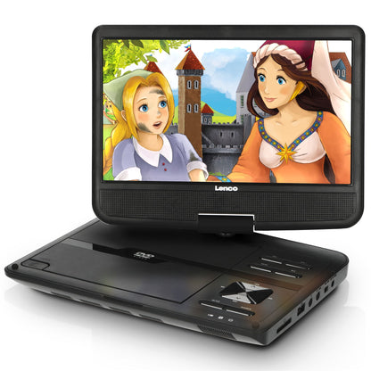 Lenco DVP-1010BK | Portable 10" DVD-Player | USB Headphone-Suspension Bracket | Black