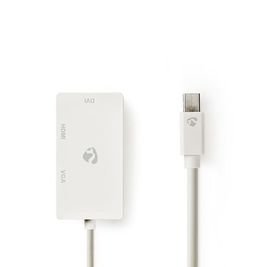 Nedis CCGP37465WT02 | Mini DisplayPort Cable | DisplayPort 1.2 | Mini DisplayPort Male | DVI-D 24+1-Pin Female / HDMI™ Input / VGA Female | 21.6 Gbps | Nickel Plated | 0.20 m | Round | PVC | White | Polybag