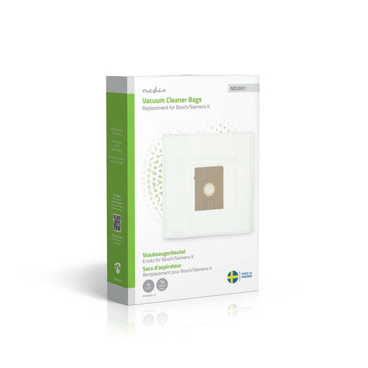 Nedis Vacuum Cleaner Bag | 4 pcs | Synthetic | Most sold for: Bosch / Siemens Arriva - Smiley K | White
