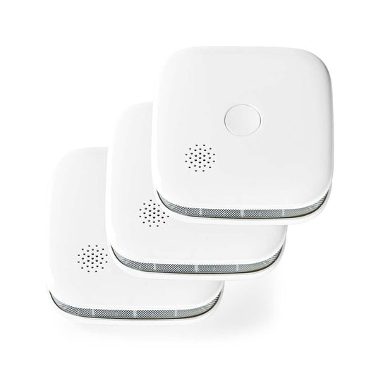 Nedis SmartLife Smoke Detector | Wi-Fi | Battery Powered | Sensor life cycle: 10 year | EN 14604 | Max. battery life: 24 Months | 85 dB | White | 3 pcs