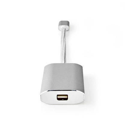 Nedis USB-C™ Adapter | USB 3.2 Gen 1 | USB-C™ Male | Mini DisplayPort Female | Power delivery | 0.20 m | Round | Gold Plated | Braided / Nylon | Silver | Cover Window Box