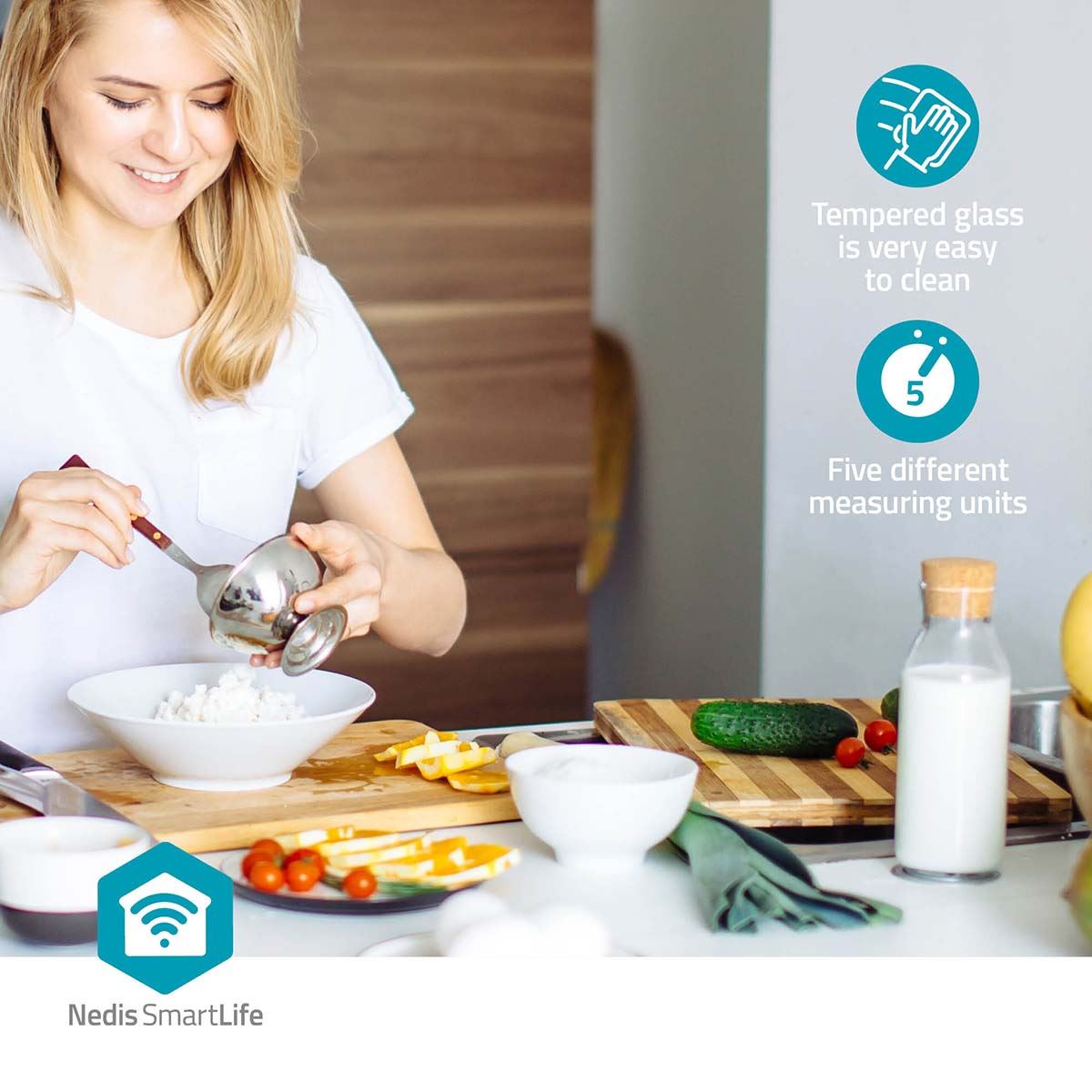 Nedis SmartLife Kitchen Scale | Bluetooth® | Glass / Plastic | White