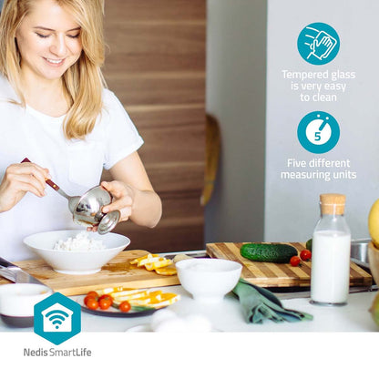 Nedis SmartLife Kitchen Scale | Bluetooth® | Glass / Plastic | White