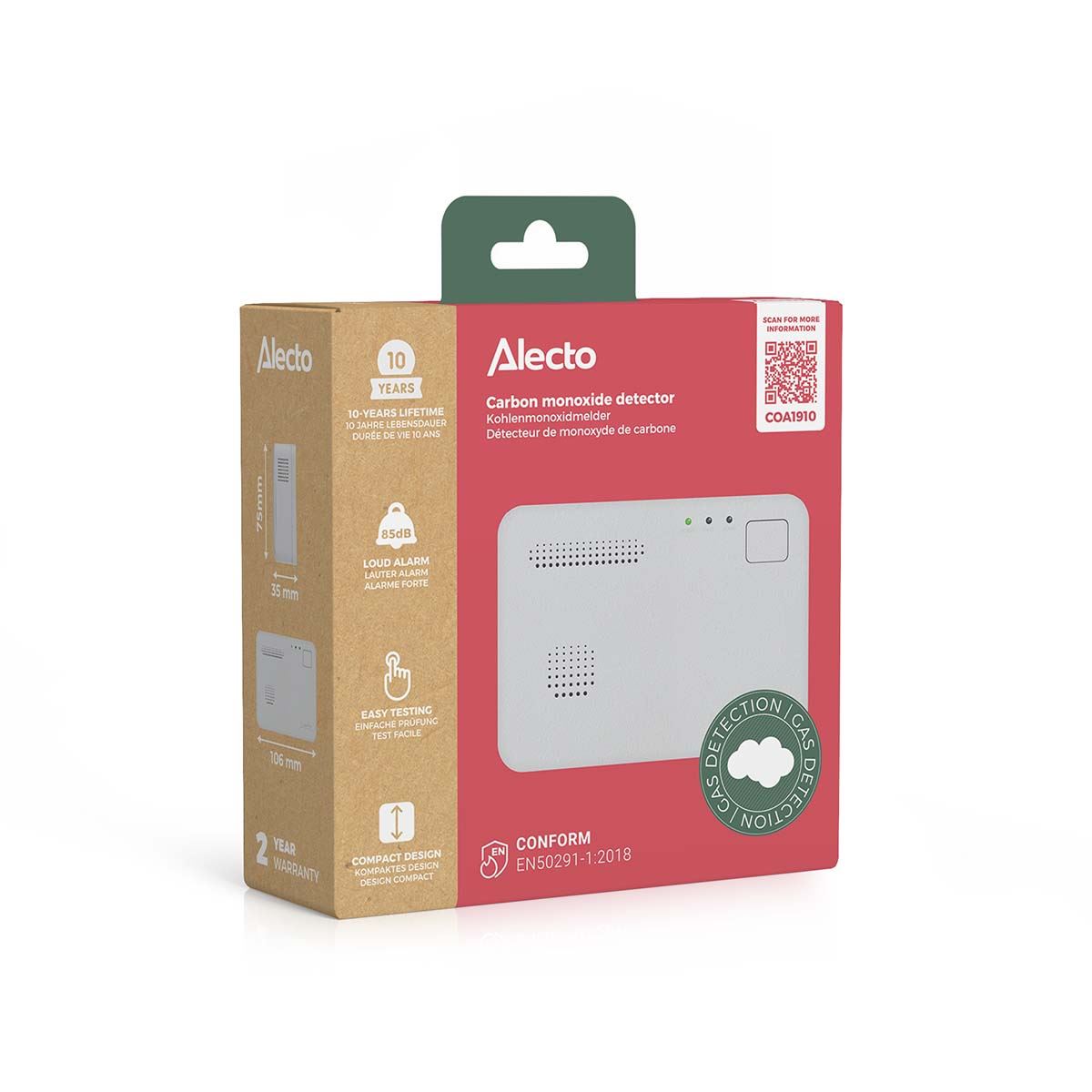 Alecto COA1910 Carbon monoxide Alarm with 10 year Sensor Runtime