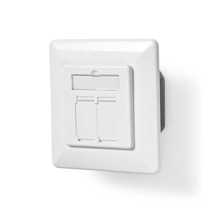 Nedis Network Wall Box | In-Wall | 2 port(s) | CAT6 | Straight | Female | Gold Plated | PVC | White | Box