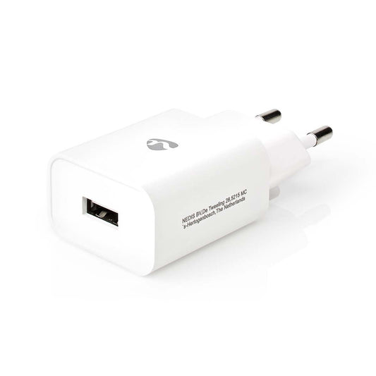 Nedis Wall Charger | 12 W | Quick charge feature | 1x 2.4 A | Number of outputs: 1 | USB-A | No Cable Included | Single Voltage Output | White