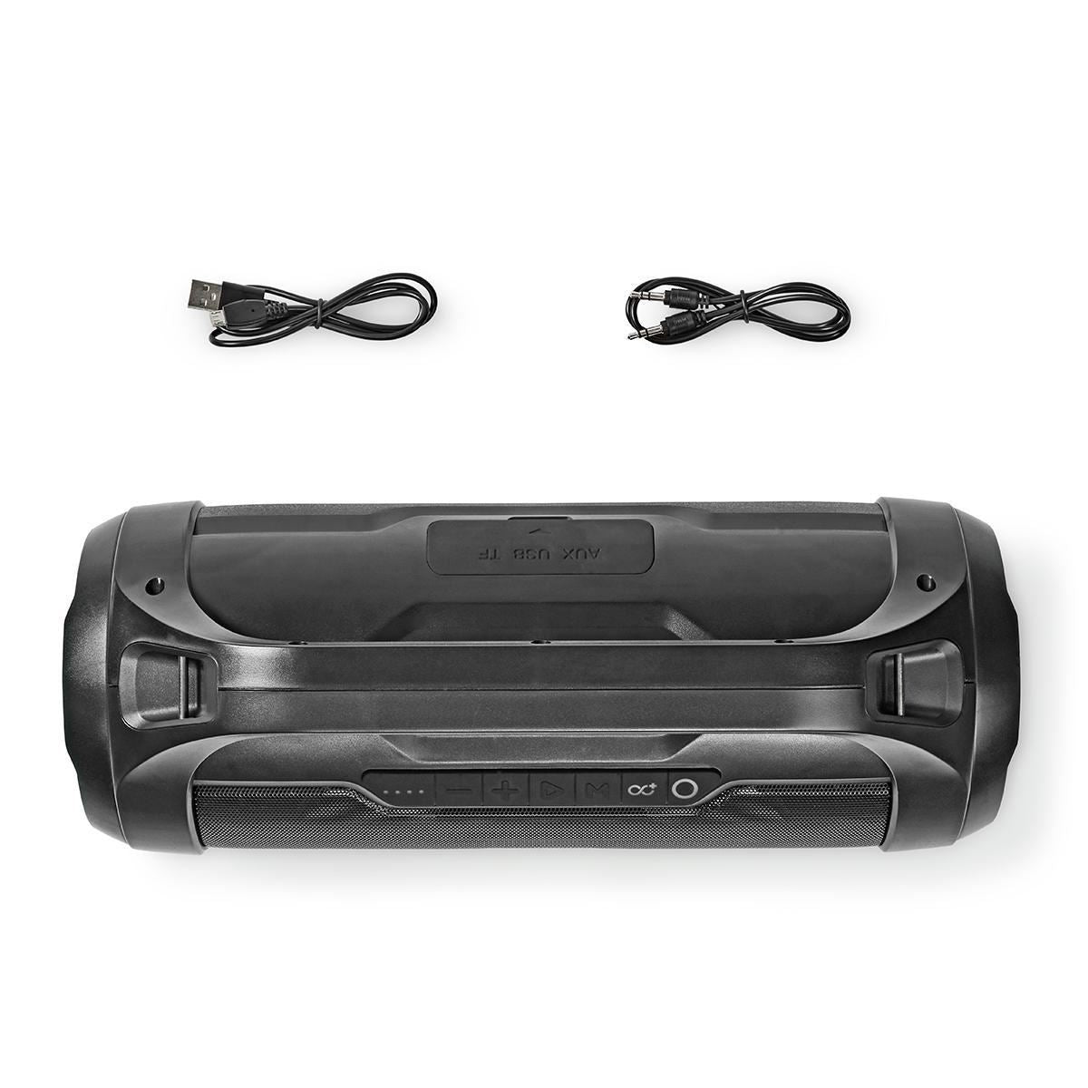 Nedis Bluetooth® Party Boombox | 6 hrs | 2.0 | 60 W | Media playback: AUX / Micro SD / USB | IPX5 | Linkable | Carrying handle | Party lights | Black