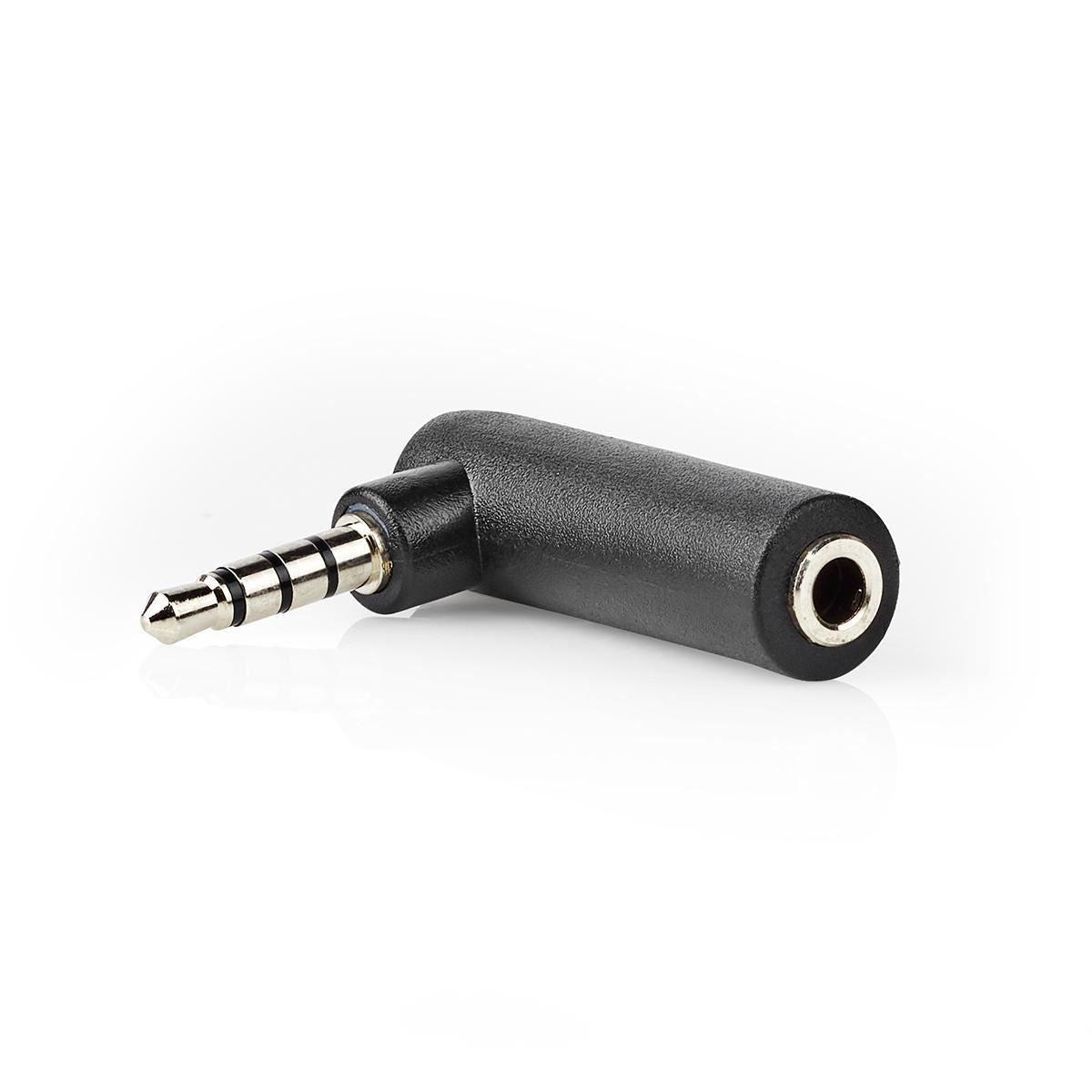 Nedis CAGP22980BK | Stereo Audio Adapter | 3.5 mm Male | 3.5 mm Female | Nickel Plated | Angled 90° | Metal | Black | 10 pcs | Polybag