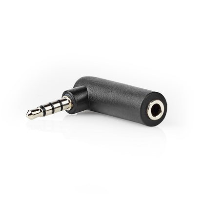 Nedis CAGP22980BK | Stereo Audio Adapter | 3.5 mm Male | 3.5 mm Female | Nickel Plated | Angled 90° | Metal | Black | 10 pcs | Polybag