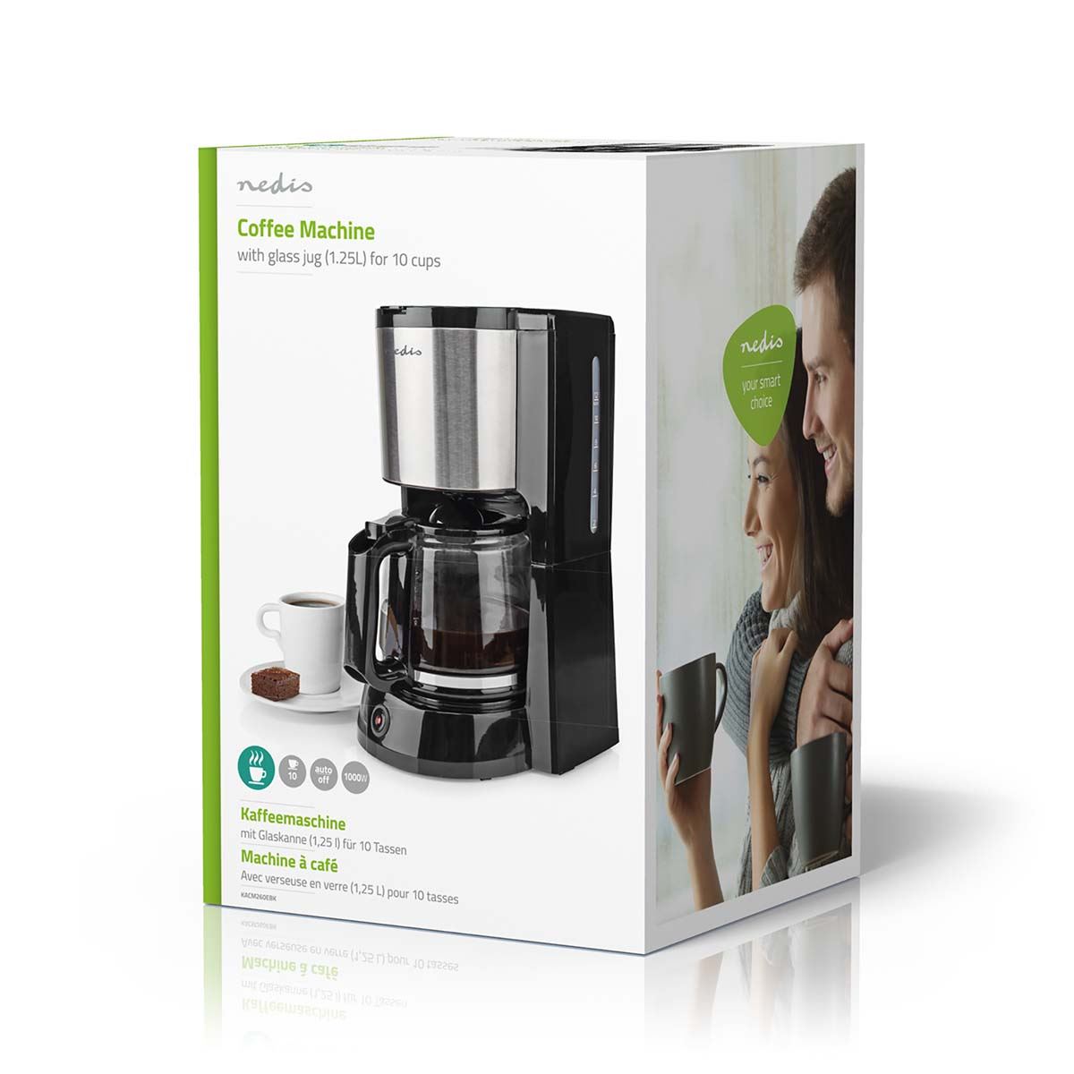 Nedis Coffee Maker | Filter Coffee | 1.5 l | 12 Cups | Keep warm feature | Black / Silver