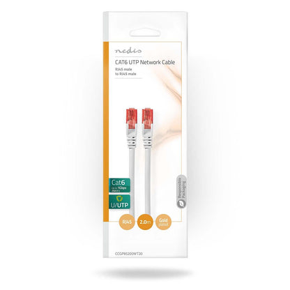 Nedis CAT6 Network Cable | RJ45 Male | RJ45 Male | U/UTP | 2.00 m | Round | PVC | White | Polybag