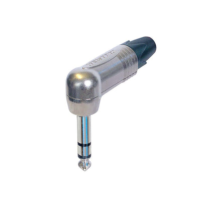 Neutrik 3 pole right-angle 1/4" professional phone plug, nickel contacts, nickel shell