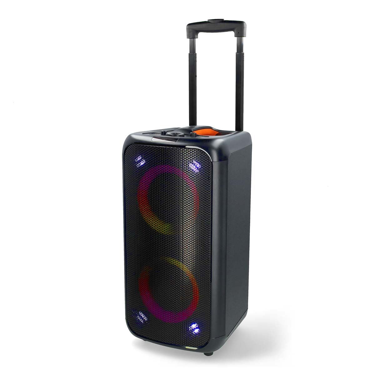 Nedis Bluetooth® Party Speaker | Maximum battery play time: 5 hrs | 240 W | Carrying handle | Party lights | Equalizer | Black / Orange