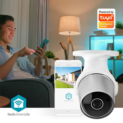 Nedis SmartLife Outdoor Camera | Wi-Fi | Full HD 1080p | IP65 | Cloud Storage (optional) / microSD (not included) | 12 V DC | With motion sensor | Night vision | Silver / White