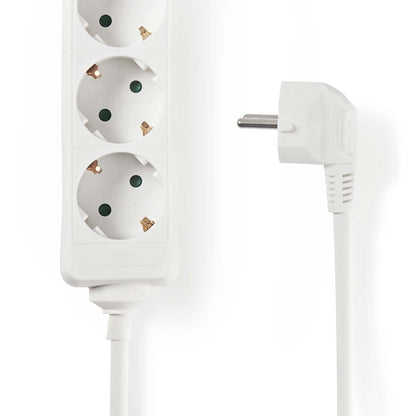 Nedis Extension Socket | Type F (CEE 7/7) | 6-Way | 1.50 m | 3680 W | 16 A | Kind of grounding: Side Contacts | 230 V AC 50/60 Hz | Socket angle: 45 ° | H05VV-F 3G1.5mm² | White
