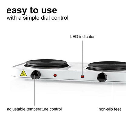 Nedis Electric Cooking Plates | Cooking zones: 2 | 2000 W | Overheating protection | White