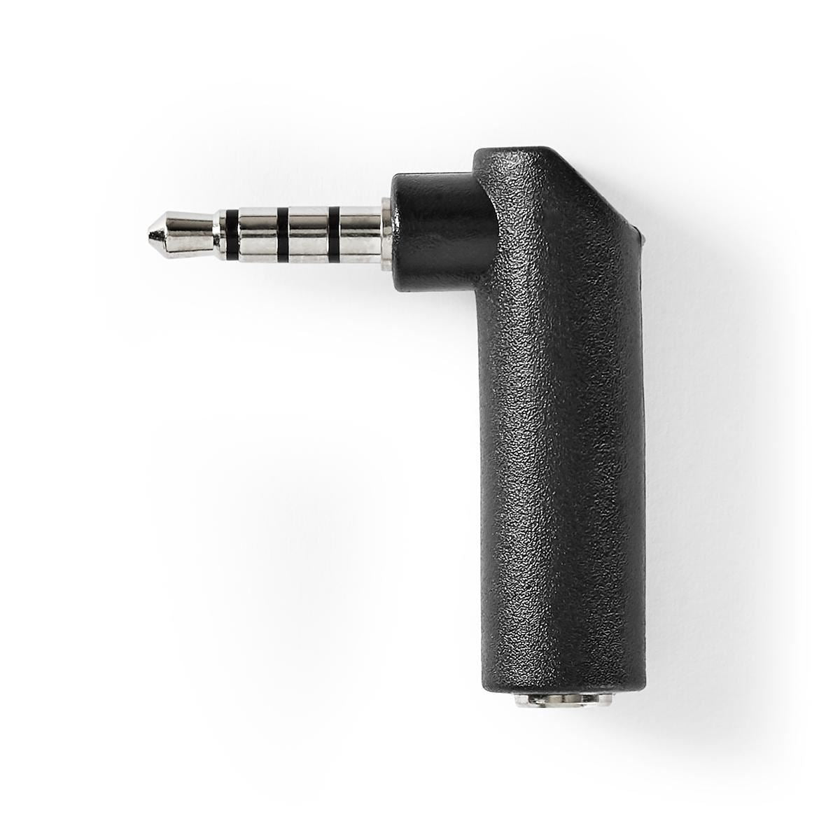Nedis CAGP22980BK | Stereo Audio Adapter | 3.5 mm Male | 3.5 mm Female | Nickel Plated | Angled 90° | Metal | Black | 10 pcs | Polybag