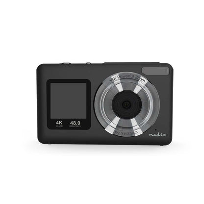Nedis PCAM2530BK | Digital Photo Camera | Dual Screen | 48 MPixel | 4K@30fps | 5 MPixel CMOS | Black