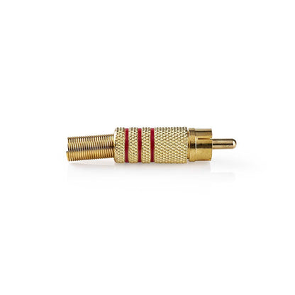 Nedis RCA Connector | Straight | Male | Gold Plated | Solder | Cable input diameter: 7.0 mm | Metal | Red | 10 pcs | Envelope