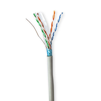 Nedis CCBG8522GY100S | Network Cable Roll | CAT6 | Solid | F/UTP | CCA | 100.0 m | Indoor | Round | PVC | Grey | Pull Box