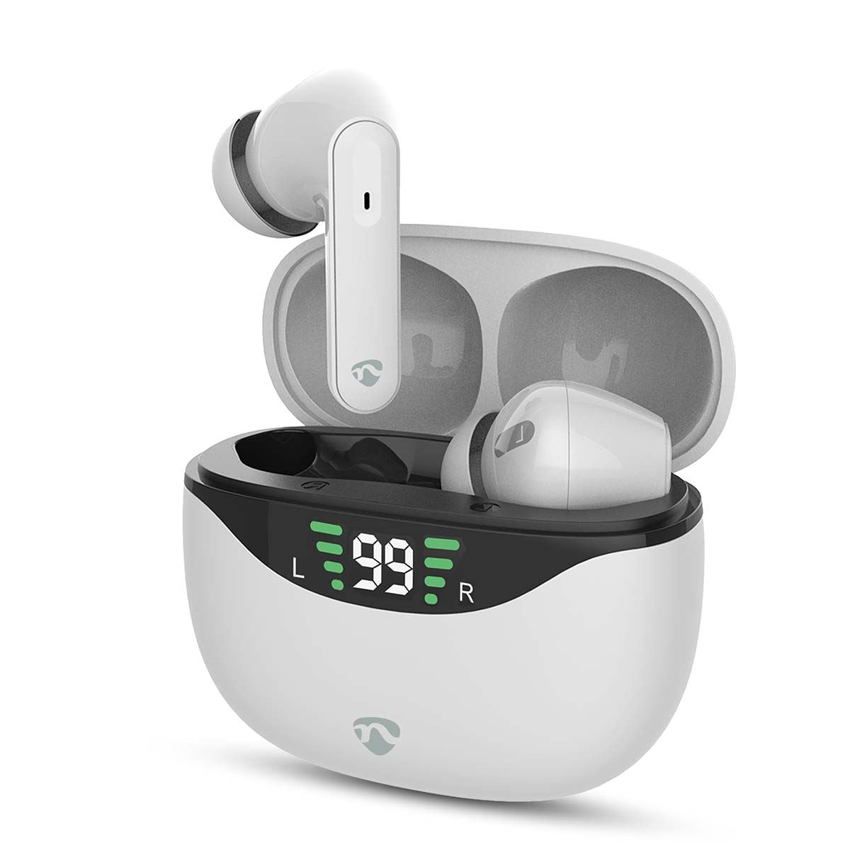 Nedis Fully Wireless Earphones | ANC (Active Noise Cancelling) | Bluetooth® | Maximum battery play time: 30 hrs | Touch Control | Charging case | Wireless charging case | Built-in microphone | Voice control support | White