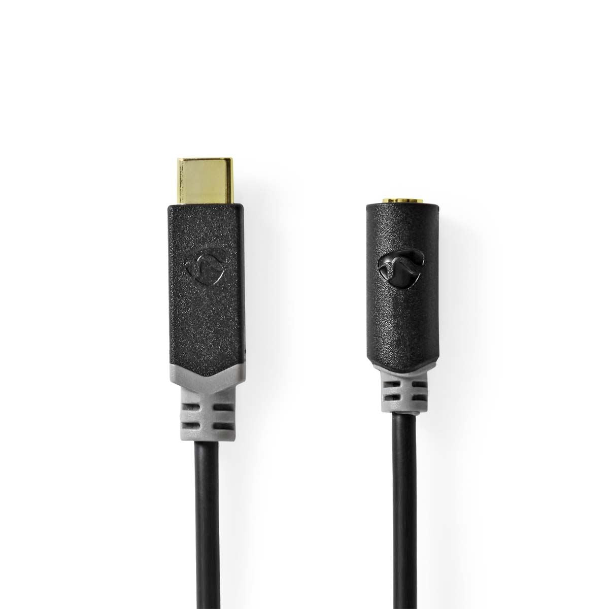 Nedis USB-C™ Adapter | USB 2.0 | USB-C™ Male | 3.5 mm Female | 1.00 m | Round | Gold Plated | PVC | Black | Box