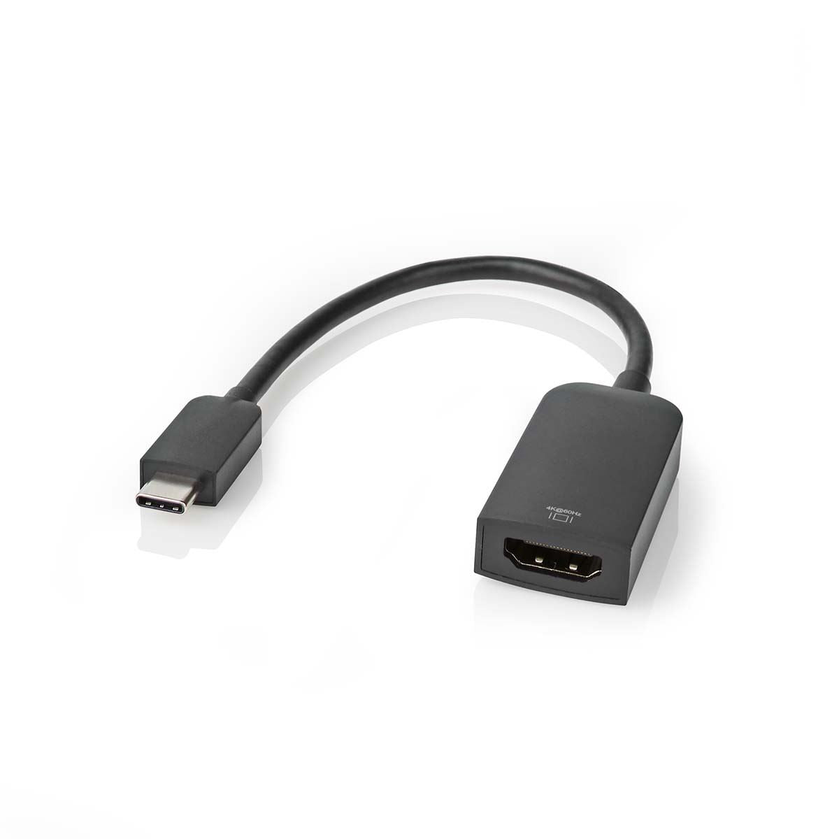 Nedis USB-C™ Adapter | USB 3.2 Gen 1 | USB-C™ Male | HDMI™ Output | 4K@60Hz | 0.20 m | Round | Nickel Plated | PVC | Black | Box