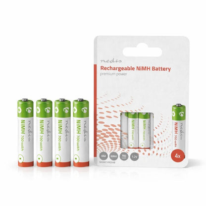 Nedis Rechargeable NiMH Battery AAA | 1.2 V DC | 700 mAh | Precharged | 4-Pack